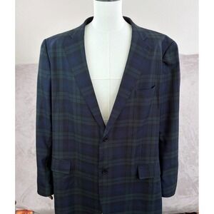 Liberty Blues Blazer Sports Coat Men 52T Tall BlackWatch Tartan Plaid Two Button